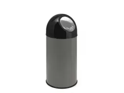 Afvalbak Met Pushdeksel 40 Liter Metallic Zwart