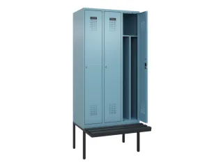 locker met bank,voor scheiding van kleding,HxBxD 2120x900x815mm,3vak - 1