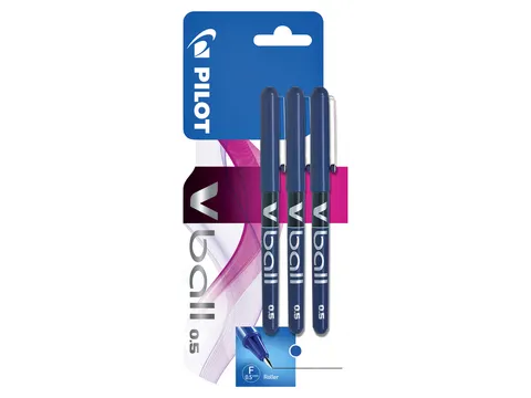 Rollerpen Pilot V-Ball 05 Fijne punt Blauw Blister à 3 stuks