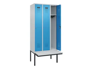 locker met bank,HxBxD 2120x900x815mm,3vak,vak B 300mm,cilinderslot - 1
