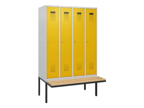 locker met bank,HxBxD 1950x1200x815mm,4vak,vak B 300mm,cilinderslot