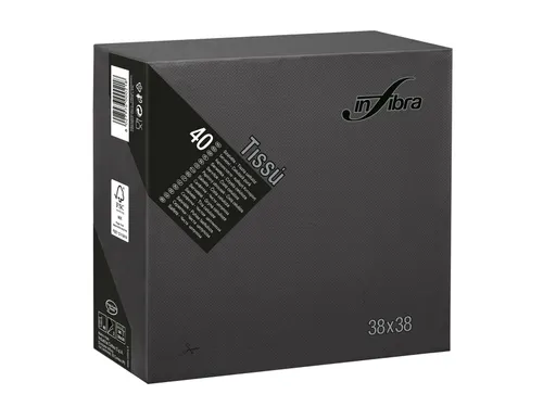 Infibra I-0464 P-to-P Servet 38x38cm 1/4 vouw 2-Laags Zwart 1440 Stuks