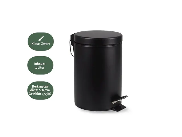 Pedaalemmer Zwart 3 Liter