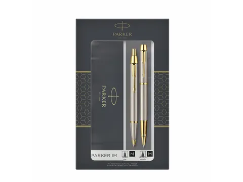 Balpen en Rollerpen Parker IM brushed metal GT medium 2 stuks