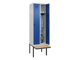 locker met bank,HxBxD 2120x600x815mm,2vak,vak B 300mm,draaigrendel - 1