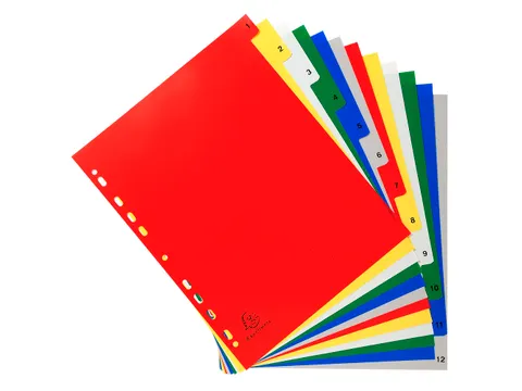 Tabbladen Polypropyleen A4+ 0.12mm 1-12 Bedrukte Tabs 12-Delig