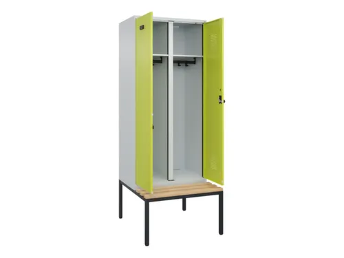 locker met bank,voor scheiding van kleding,HxBxD 2120x800x815mm,2vak