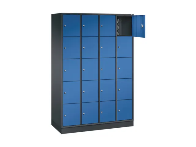 lockerkast,HxBxD 1950x1220x500mm,4x5vakken,cil.-slot,sokkel