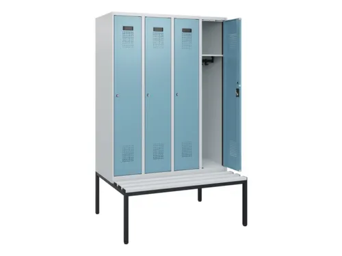 locker met bank,HxBxD 1950x1200x815mm,4vak,vak B 300mm,cilinderslot