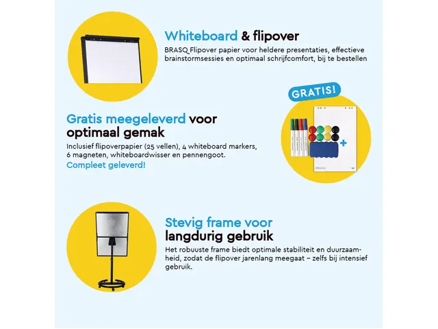BRASQ Flipover Mobiel Deluxe 70x100cm Magnetisch Zwart met accessoires