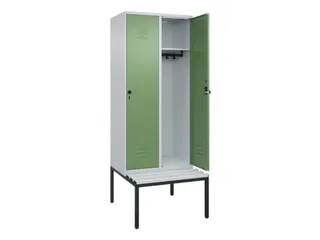 locker met bank,HxBxD 2120x800x815mm,2vak,vak B 400mm,draaigrendel - 2