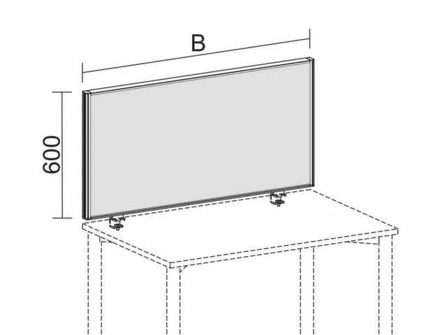 Bureauwand H X B X D 600x800x 41mm Geluiddempend Grijs