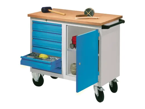 Werkplaatswagen 6 Laden 400kg Staalplaat Ral7035 Front Ral5012
