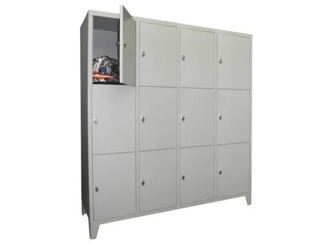 lockerkast,HxBxD 1850x1600x500mm,4x3vakken,RAL7035,front RAL7016