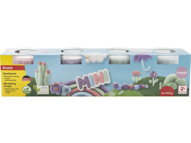 Kinderklei EFA in beker pastel kleuren 4x140gr in karton