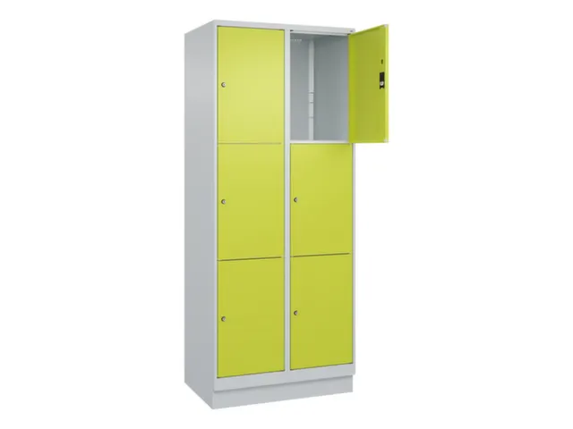 lockerkast,HxBxD 1950x800x500mm,2x3vakken,vak B 400mm,cil.-slot,sokkel