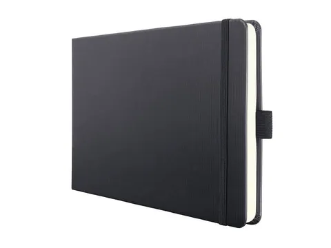 Carnet Conceptum A5 à couverture souple noire, reliure à points, cou