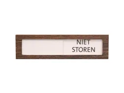 Premium Schuifbord Donker Houtlook Wit Niet Storen 150x40mm