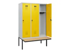 locker met bank,HxBxD 1950x1200x815mm,3vak,vak B 400mm,draaigrendel