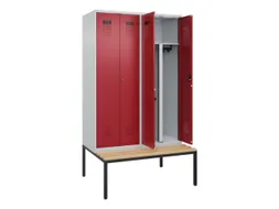 PBM-locker met bank,HxBxD 2120x1200x815mm,4vak,vak B 300mm