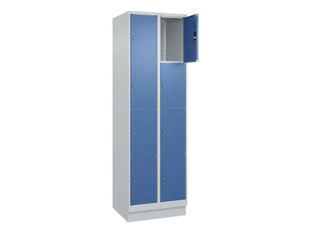 lockerkast,HxBxD 1950x600x500mm,2x4vakken,vak B 300mm,cil.-slot,sokkel