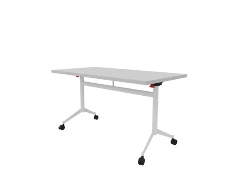 klaptafel,HxBxD 750x1400x700mm,hoekig,T-voet wit,ovale buis,blad grijs