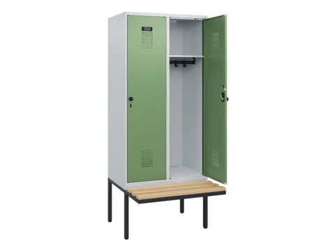 locker met bank,HxBxD 1950x800x815mm,2vak,vak B 400mm,draaigrendel