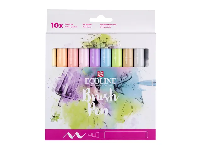 Brushpen Talens Ecoline Pastel blister à 10 stuks assorti