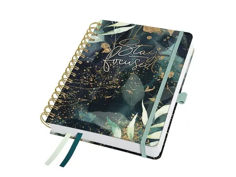 Spiraal-agenda Inspire A5 2027 (NL/FR/EN/DU) Glamourous Leaves Hardcov