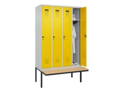 locker met bank,HxBxD 2120x1200x815mm,4vak,vak B 300mm,draaigrendel