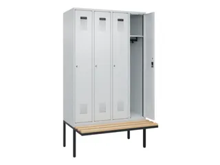 locker met bank,HxBxD 2120x1200x815mm,4vak,vak B 300mm,cilinderslot - 1