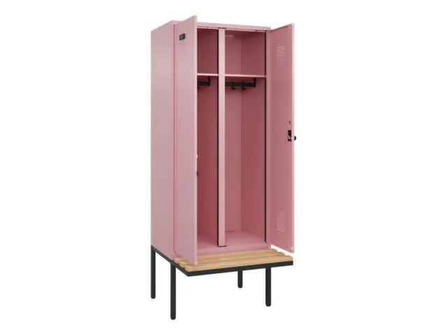 locker met bank,voor scheiding van kleding,HxBxD 2120x800x815mm,2vak