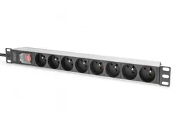 Stekkerdoos met aluminium profiel en schakelaar 1U 8-voudig CEE 7/5