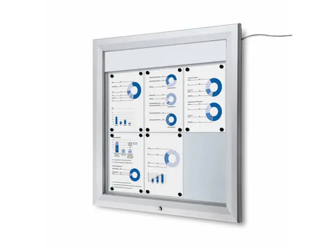 Outdoor mededelingenbord 6x A4 met logopaneel LED verlicht