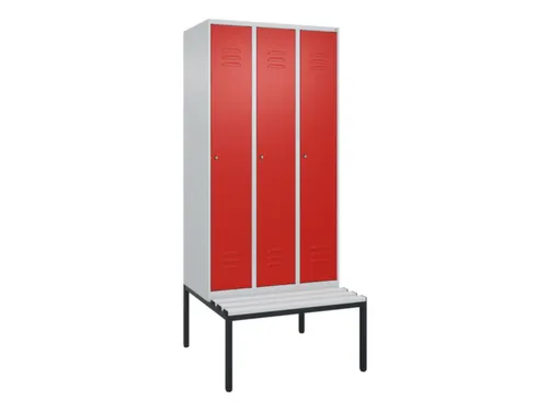 locker met bank,HxBxD 2120x900x815mm,3vak,vak B 300mm,cil.-slot