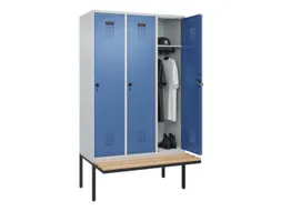 locker met bank,HxBxD 2120x1200x815mm,3vak,vak B 400mm,draaigrendel