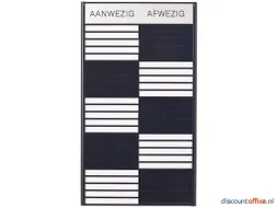 In & Uit Bord Premium 15 Namen Aluminium Zijdeglans Zwart