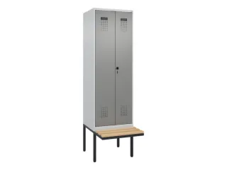 PBM-locker met bank,HxBxD 2120x600x815mm,2vak,vak B 300mm,draaigrendel - 2