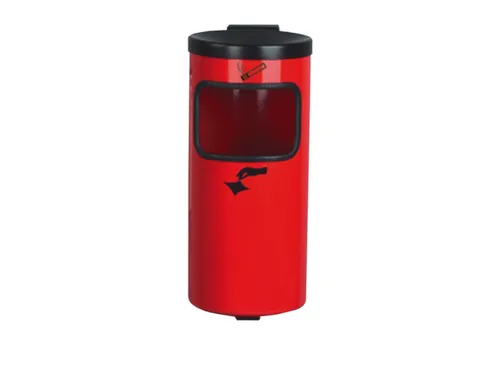 Afval/asbak-Veiligheidsafvalbak Wandbevestiging HxØ 410x180Mm Rood