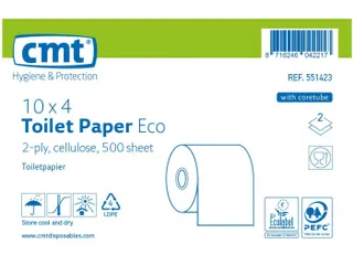 CMT Toiletpapier Eco Cellulose 2-laags 500vel 10x4 Rol - 2