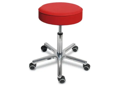 Draaikruk met Wielen 460-590mm Zitting Kunstleer Rood Aluminium