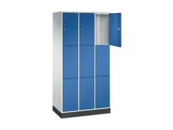 lockerkast,RAL 7035/RAL 5010,HxBxD 1950x920x500mm,3x3vakken,cil.-slot