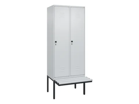 locker met bank,HxBxD 2120x800x815mm,2vak,vak B 400mm,draaigrendel