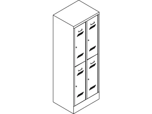 dubbeldekse locker,HxBxD 1850x800x500mm,2x2vak.,RAL7035,front RAL6011