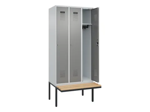locker met bank,HxBxD 2120x900x815mm,3vak,vak B 300mm,cilinderslot