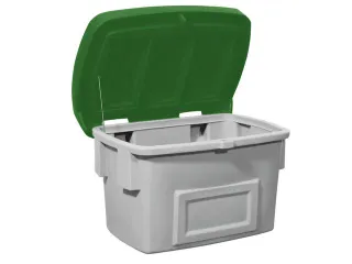strooigoedbak,1000l,HxBxD 960x1800x1350mm,PE,grijs,deksel groen - 1