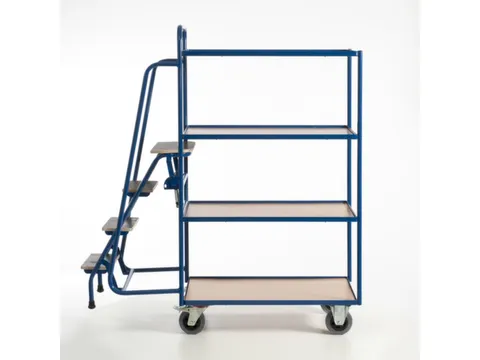 Orderverzamelwagen 990x590mm Totale H 1900mm 4 Etages Hout Ral5010