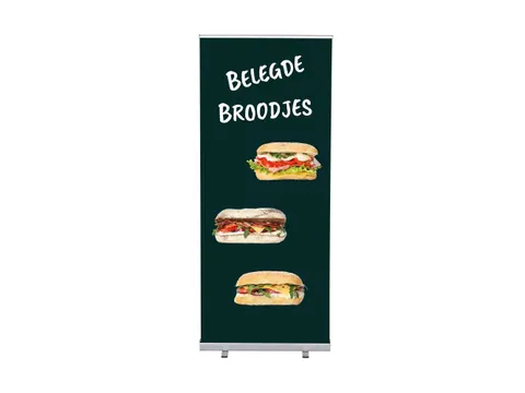 Roll-Banner 85x200 complete set met print "Belegde Broodjes"