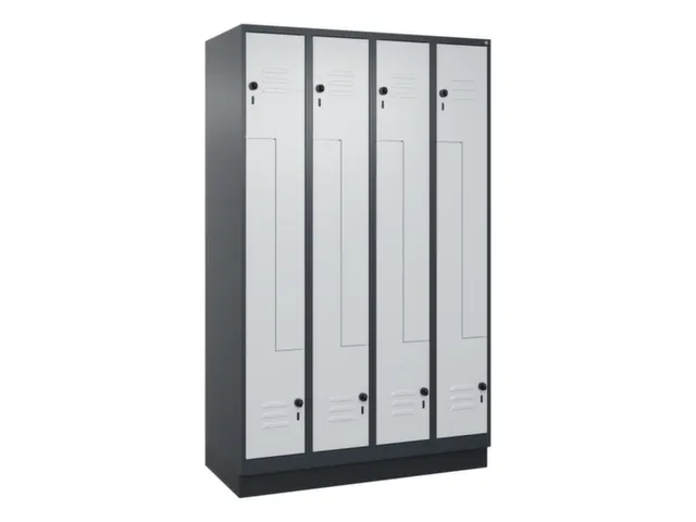 Z-garderobekast,HxBxD 1950x1200x500mm,vak B 150/300mm,draaigrendel