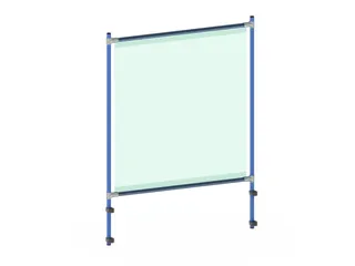 anti-speekselscherm,pvc-folie,glashelder,frame staal RAL5007 - 1